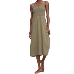 Michael Stars Irene scoop neck olive green medium knit midi dress